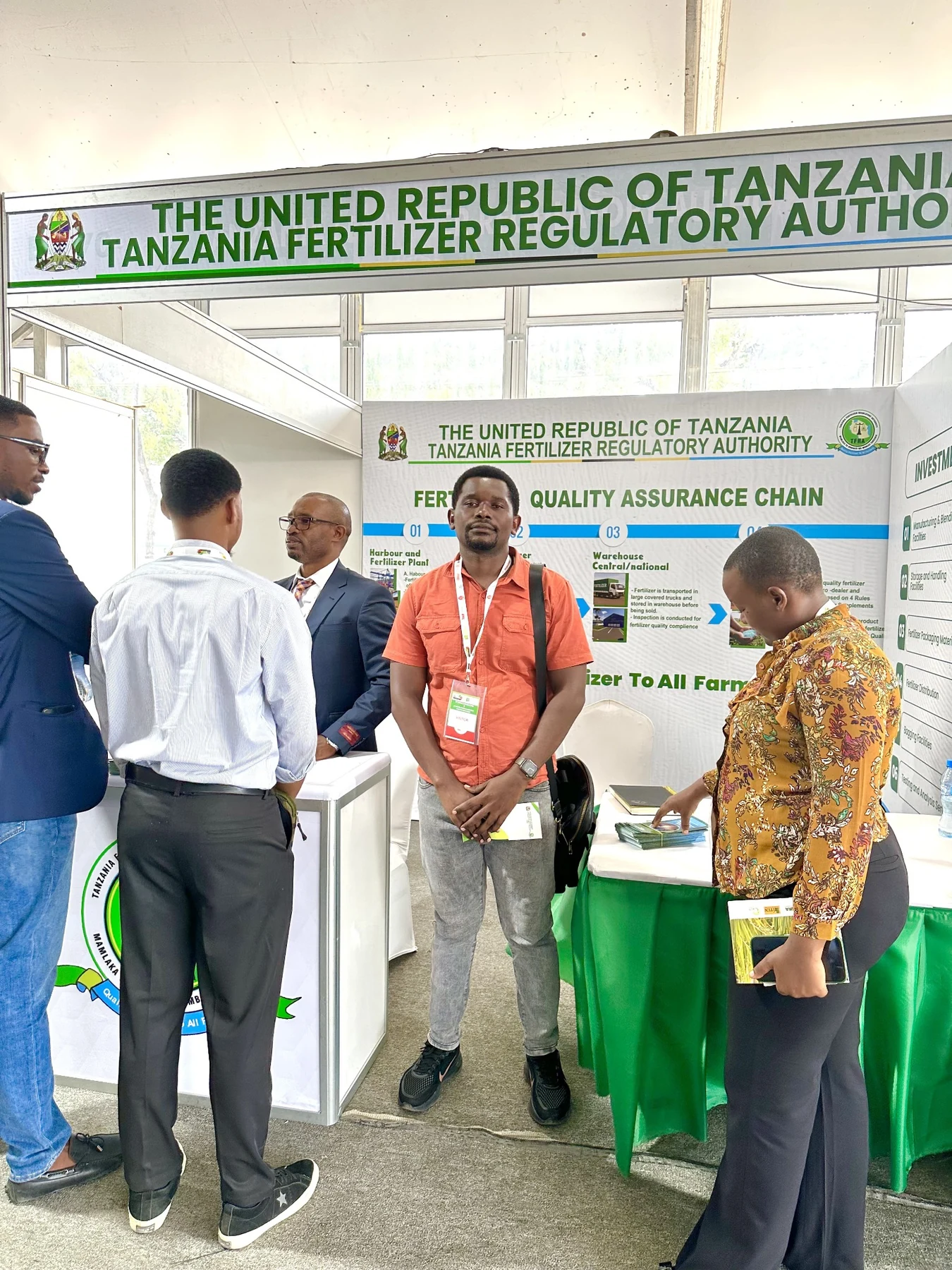 Chris Mbena Agro representative visiting Tanzania Fertilizer Regulatory Authority exhibition stand